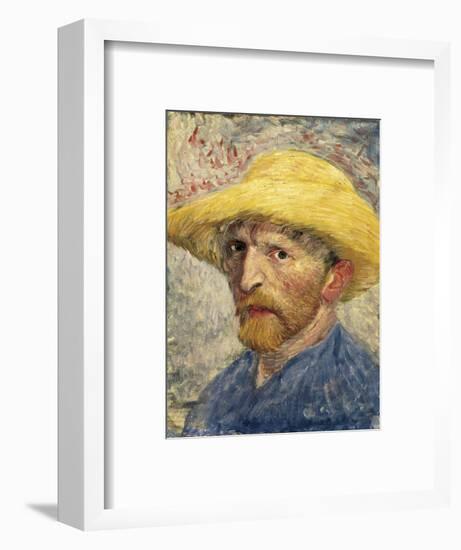 Self-Portrait with a Straw Hat-Vincent van Gogh-Framed Premium Giclee Print