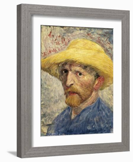 Self-Portrait with a Straw Hat-Vincent van Gogh-Framed Art Print