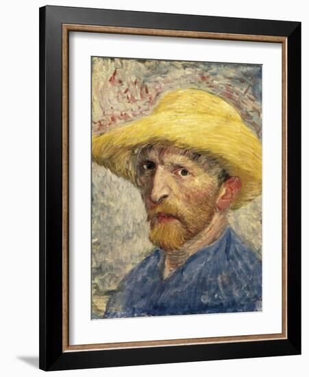 Self-Portrait with a Straw Hat-Vincent van Gogh-Framed Art Print