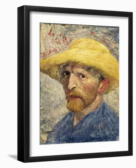 Self-Portrait with a Straw Hat-Vincent van Gogh-Framed Art Print