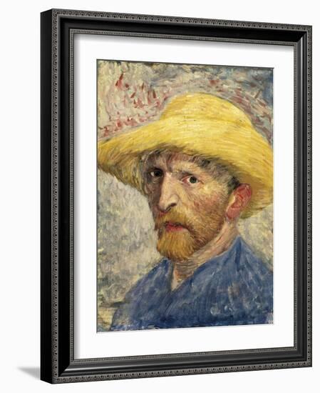 Self-Portrait with a Straw Hat-Vincent van Gogh-Framed Art Print