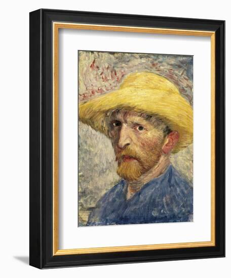 Self-Portrait with a Straw Hat-Vincent van Gogh-Framed Art Print