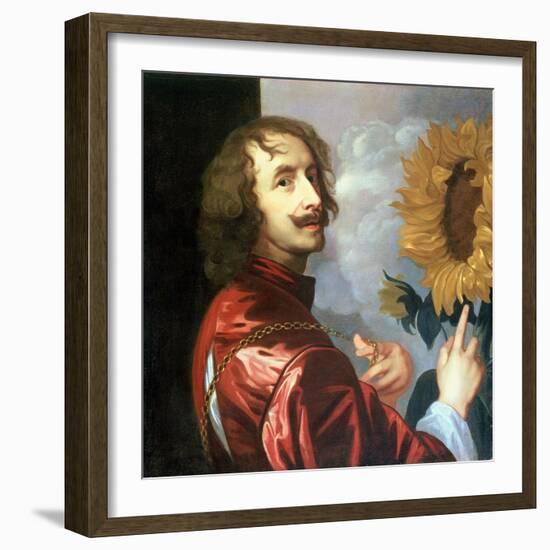 Self Portrait with a Sunflower, after 1632-Sir Anthony Van Dyck-Framed Giclee Print