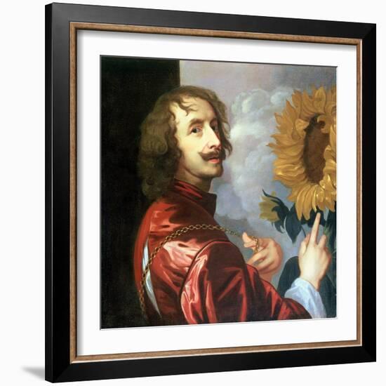 Self Portrait with a Sunflower, after 1632-Sir Anthony Van Dyck-Framed Giclee Print