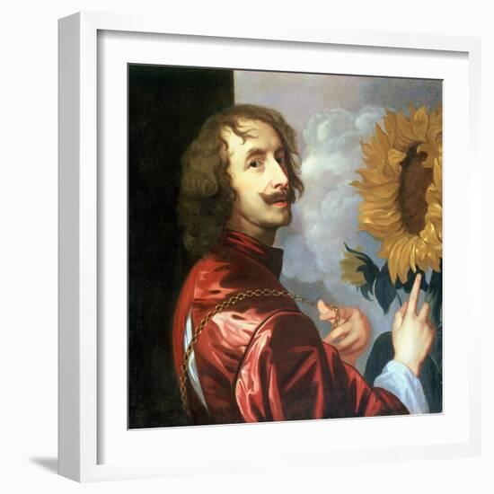 Self Portrait with a Sunflower, after 1632-Sir Anthony Van Dyck-Framed Giclee Print