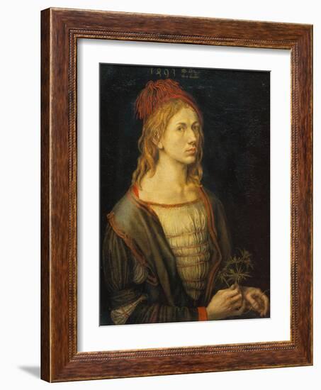 Self Portrait with a Thistle, 1493-Albrecht Dürer-Framed Giclee Print