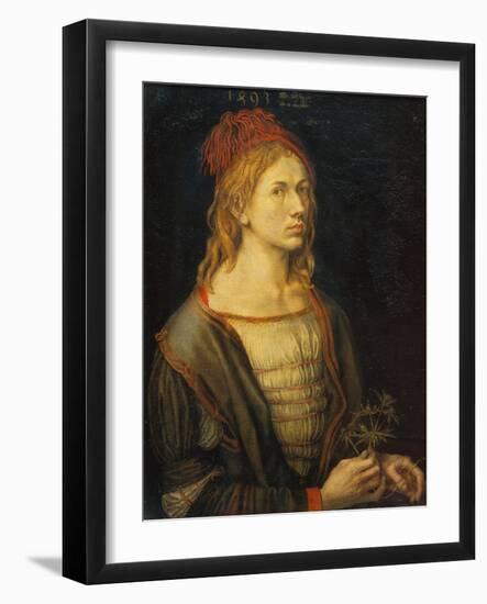 Self Portrait with a Thistle, 1493-Albrecht Dürer-Framed Giclee Print