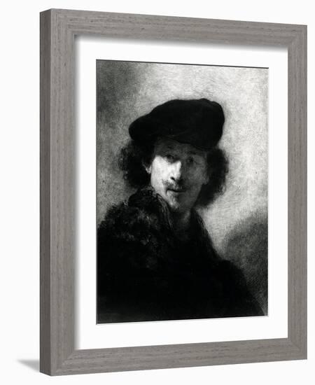 Self Portrait with a Velvet Beret-Rembrandt van Rijn-Framed Giclee Print