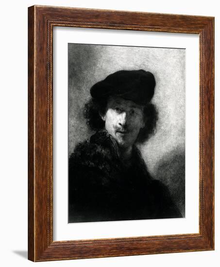 Self Portrait with a Velvet Beret-Rembrandt van Rijn-Framed Giclee Print