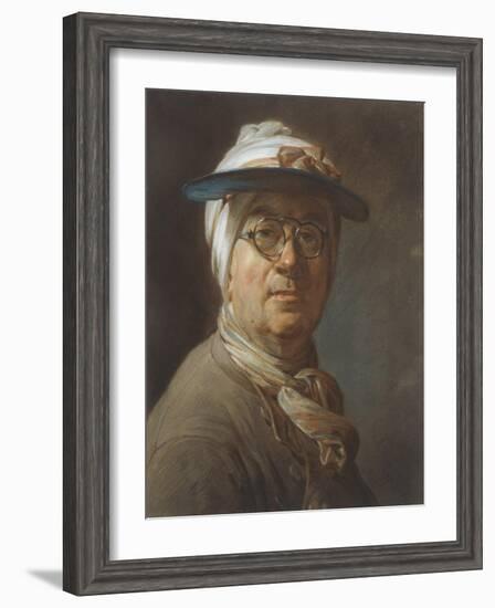 Self Portrait with a Visor, C.1776-Jean-Baptiste Simeon Chardin-Framed Giclee Print