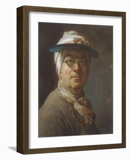 Self Portrait with a Visor, C.1776-Jean-Baptiste Simeon Chardin-Framed Giclee Print