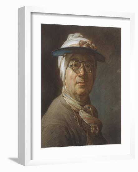 Self Portrait with a Visor, C.1776-Jean-Baptiste Simeon Chardin-Framed Giclee Print