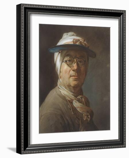 Self Portrait with a Visor, C.1776-Jean-Baptiste Simeon Chardin-Framed Giclee Print