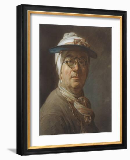 Self Portrait with a Visor, C.1776-Jean-Baptiste Simeon Chardin-Framed Giclee Print