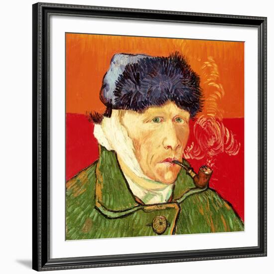 Self Portrait with Bandaged Ear and Pipe, 1889-Vincent van Gogh-Framed Premium Giclee Print