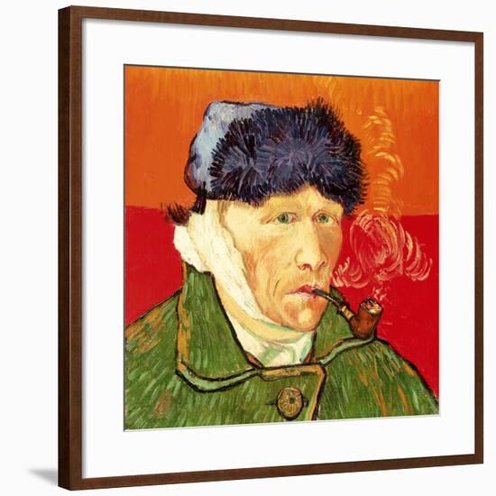 Self Portrait with Bandaged Ear and Pipe, 1889-Vincent van Gogh-Framed Premium Giclee Print