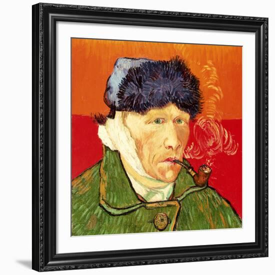 Self Portrait with Bandaged Ear and Pipe, 1889-Vincent van Gogh-Framed Premium Giclee Print