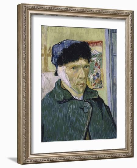 Self Portrait with Bandaged Ear-Vincent van Gogh-Framed Giclee Print