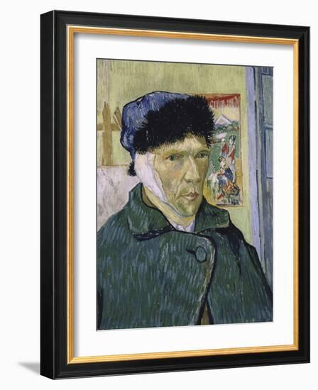 Self Portrait with Bandaged Ear-Vincent van Gogh-Framed Giclee Print