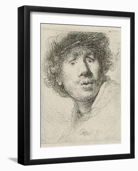 Self-portrait with beret and wide-eyed, 1630-Rembrandt Harmensz. van Rijn-Framed Giclee Print