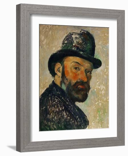 Self-Portrait with Bowler Hat (Sketch), 1885-1886-Paul Cézanne-Framed Giclee Print