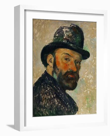 Self-Portrait with Bowler Hat (Sketch), 1885-1886-Paul Cézanne-Framed Giclee Print