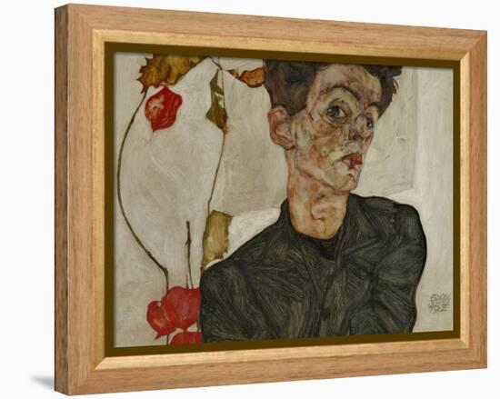 Self-Portrait with Chinese Lantern and Fruits-Egon Schiele-Framed Premier Image Canvas