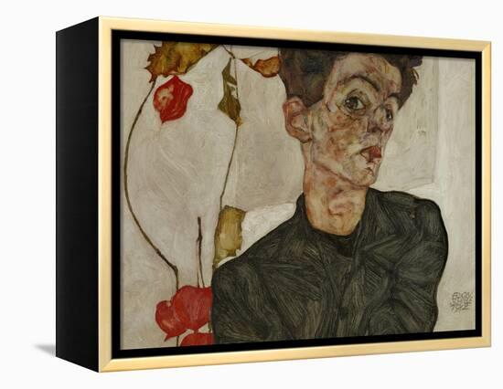 Self-Portrait with Chinese Lantern and Fruits-Egon Schiele-Framed Premier Image Canvas