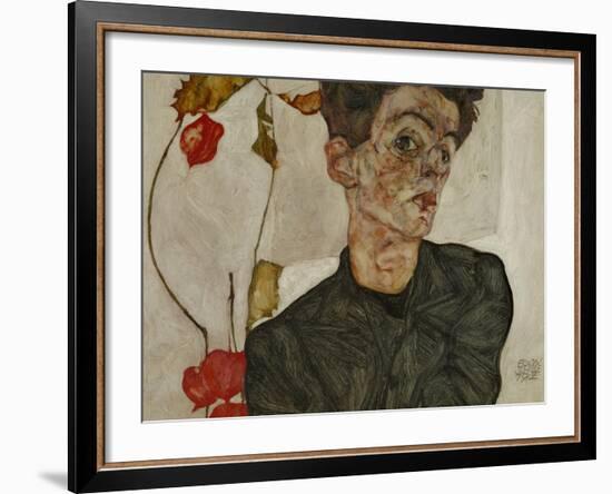 Self-Portrait with Chinese Lantern and Fruits-Egon Schiele-Framed Giclee Print