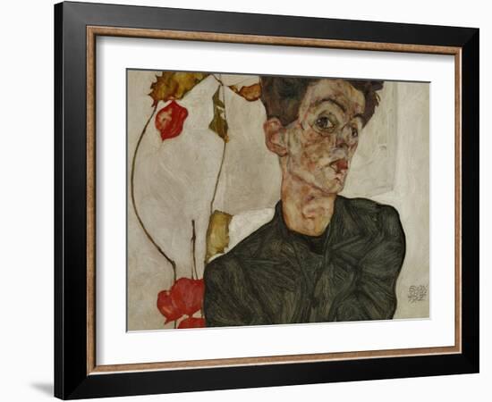 Self-Portrait with Chinese Lantern and Fruits-Egon Schiele-Framed Giclee Print