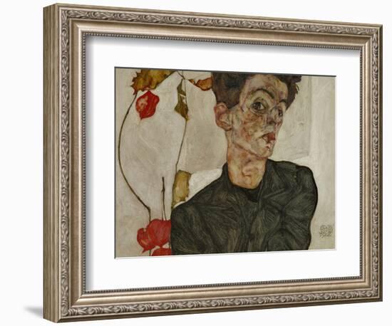 Self-Portrait with Chinese Lantern and Fruits-Egon Schiele-Framed Giclee Print