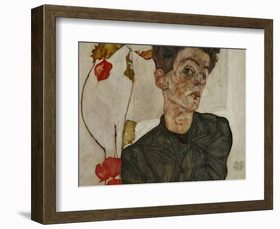 Self-Portrait with Chinese Lantern and Fruits-Egon Schiele-Framed Giclee Print