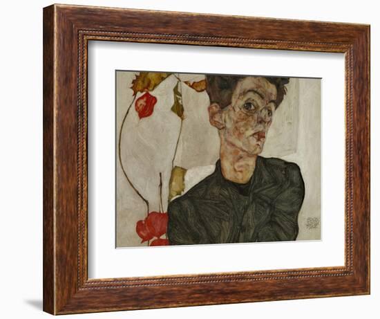 Self-Portrait with Chinese Lantern and Fruits-Egon Schiele-Framed Giclee Print