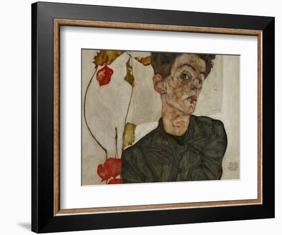 Self-Portrait with Chinese Lantern and Fruits-Egon Schiele-Framed Giclee Print