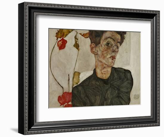 Self-Portrait with Chinese Lantern and Fruits-Egon Schiele-Framed Giclee Print