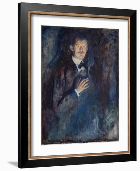 Self Portrait with Cigarette, 1895 (Oil on Canvas)-Edvard Munch-Framed Giclee Print