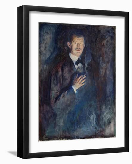 Self Portrait with Cigarette, 1895 (Oil on Canvas)-Edvard Munch-Framed Giclee Print