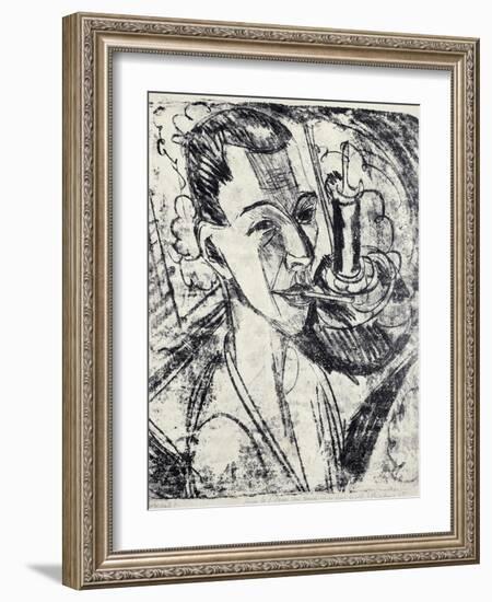 Self-Portrait with Cigarette, 1915-Ernst Ludwig Kirchner-Framed Giclee Print