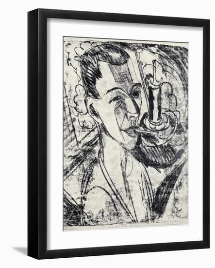 Self-Portrait with Cigarette, 1915-Ernst Ludwig Kirchner-Framed Giclee Print