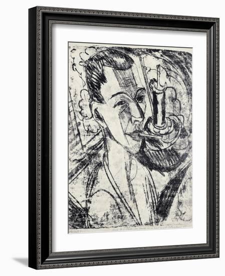 Self-Portrait with Cigarette, 1915-Ernst Ludwig Kirchner-Framed Giclee Print