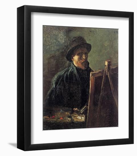 Self-Portrait with Dark Felt Hat in Front of the Easel-Vincent van Gogh-Framed Art Print