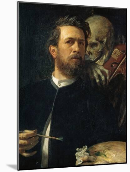 Self-Portrait with Death Playing the Fiddle, 1872-Arnold B?cklin-Mounted Giclee Print