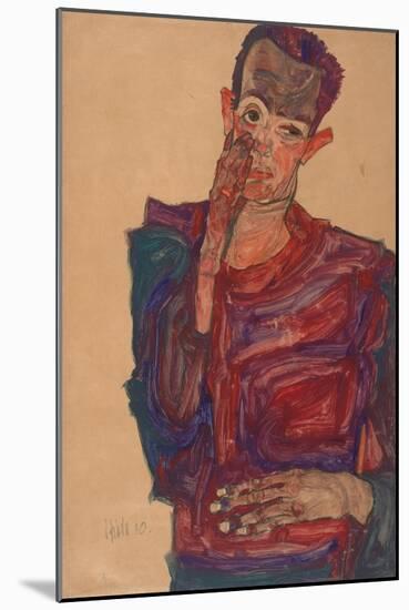 Self-Portrait with Eyelid Pulled Down, 1910-Egon Schiele-Mounted Giclee Print