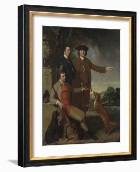 Self Portrait with Father and Brother, C.1760-62-John Hamilton Mortimer-Framed Giclee Print