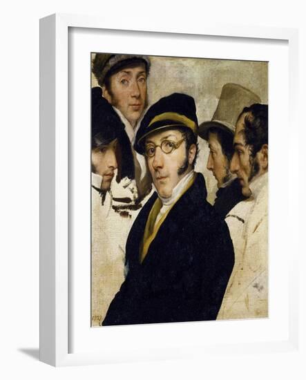 Self-Portrait with Friends Migliara, Palagi, Grossi, Molteni-Francesco Hayez-Framed Giclee Print