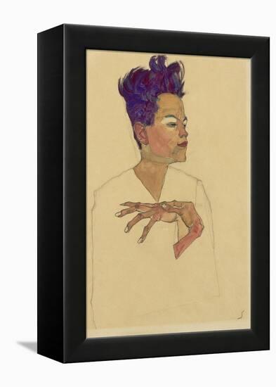 Self-Portrait with Hands on Chest, 1910-Egon Schiele-Framed Premier Image Canvas