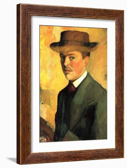 Self-Portrait with Hat-Auguste Macke-Framed Art Print