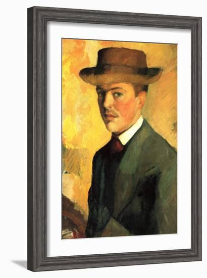 Self-Portrait with Hat-Auguste Macke-Framed Art Print