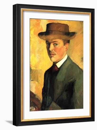 Self-Portrait with Hat-Auguste Macke-Framed Art Print