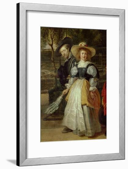 Self-Portrait with His Second Wife Helene Fourment in the Garden-Peter Paul Rubens-Framed Giclee Print